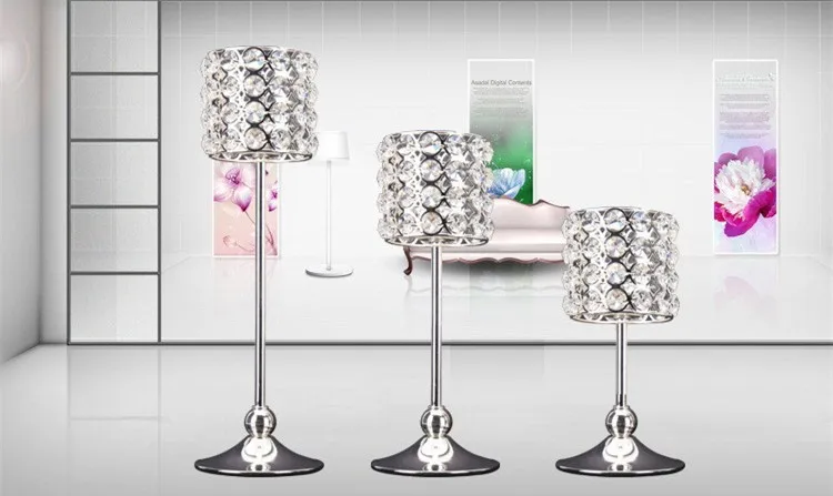 Manufacturer wholesale crystal silver candle holders wedding table decorations