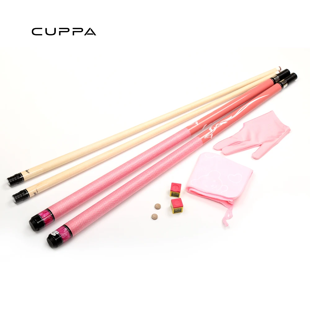 

Cuppa Pink Billiard Pool Cue 11.75mm 13mm Tip with Case Set with Cloth Tip Chalk 5A North America Maple Stick Kit for Woman