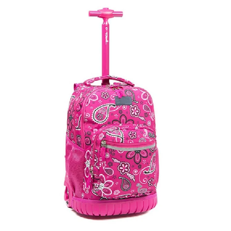 

Wholesale Laptop Rolling Backpack Trolley Bag School Bag Backpack with Wheel For Travel, Pink