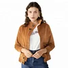 New Design Khaki Women Bomber Custom Coach Zipper Travel Bolero Jacket