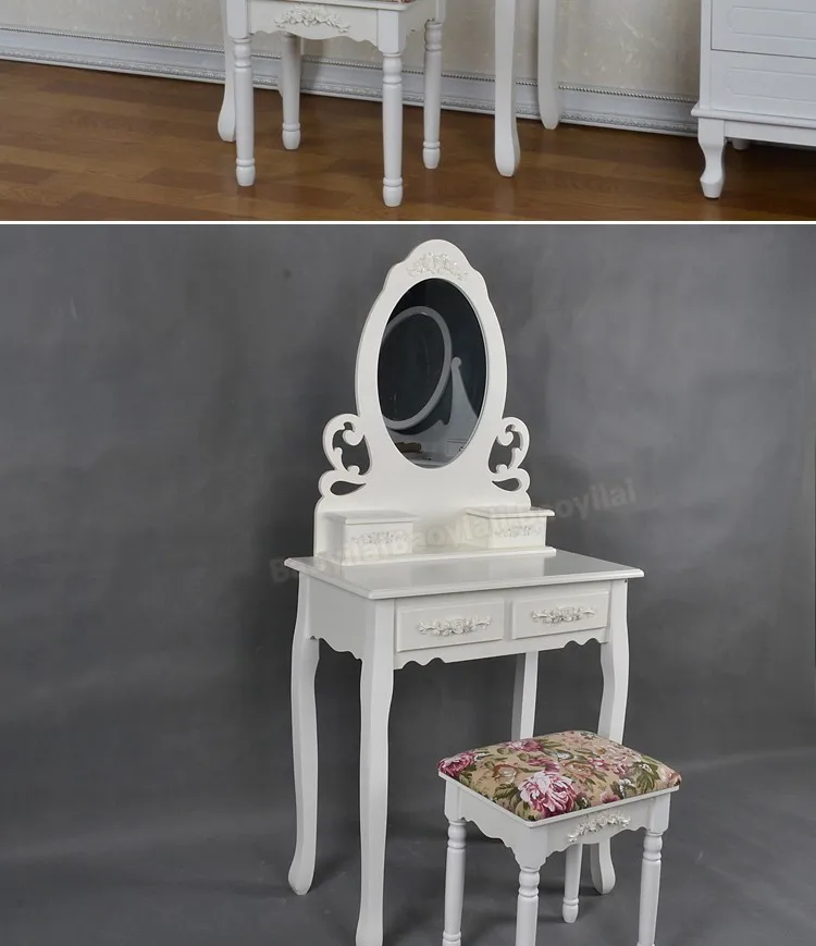 Cheap Wooden Mirrored Makeup Vanity With Drawers