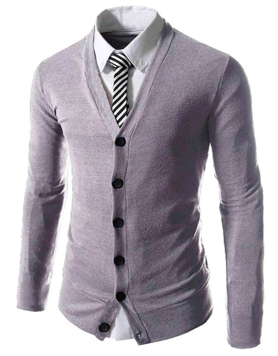 Fensajomon Mens Stand Collar Fall /& Winter Casual Slim Fit Knit Button Up Pullover Sweater Jumper