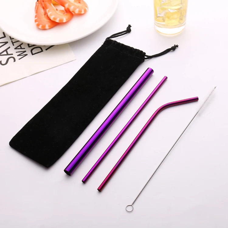 

SS304 3-Pcs Stainless Straw Set,Metal Straw Sets,Drinking Straw Set, N/a