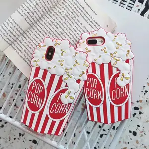 Popcorn Soft Silicone Case For iPhone 7 8 6 6s plus XS MAX XR X Case Cover 3d Pop corn Shockproof Phone Case Capa