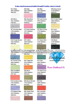 Embroidery Color Chart