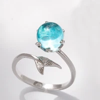 

Korean Blue Crystal Mermaid Foam 925 Sterling Silver Ring