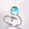 Korean Blue Crystal Mermaid Foam 925 Sterling Silver Ring