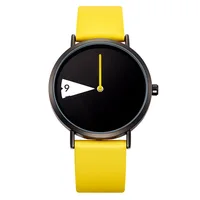 

SK0090L Women Watch Creative Wristwatch Lady Clock Rotate Yellow Leather Band Wristwatches