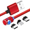 Elbow Magnetic Data Cable For Iphone Type C Micro Usb Magnetic Nylon Circular Magnet Charging Line