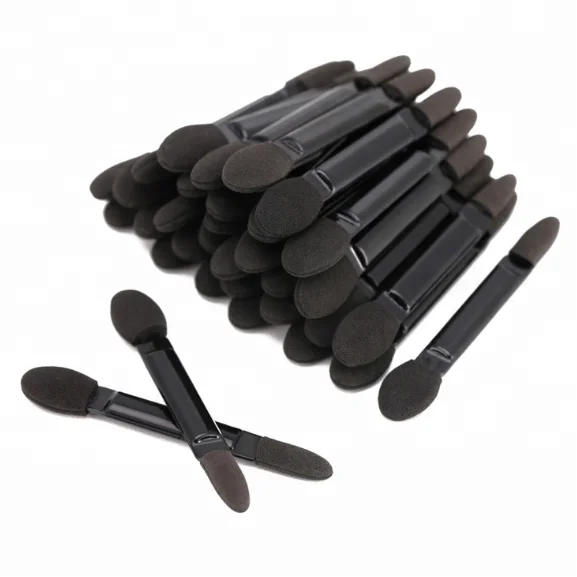 

Mini Makeup Brush 5.5cm Disposable Black Dual Side Eye Shadow Shields Sponge Tipped Applicator Double Quick Application