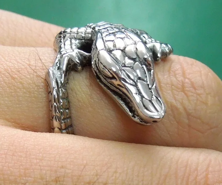 Sterling Silver Alligator Ring Crocodile Jewelry Detail