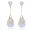 Newest Jewelry Fashion Handmade Water Drop Blue Acrylic Gold Long Earring