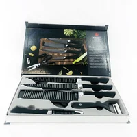 

6 Pieces Chef Non Stick Groove Ripple Kitchen Knives Set with Scissors and Peeler