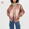 Classic Women Oversize Pink Longline Bomber Jacket With Hood