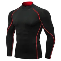 

MOQ 1PC Men's Thermal Compression Baselayer Long Sleeve T Shirts Dry Fit Sports Tights Male Fitness Wear Turtleneck Tops