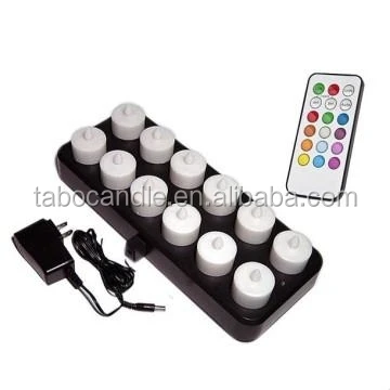 Wireless rechargeable Remote Control LED Tea Light Candles with 12 colors