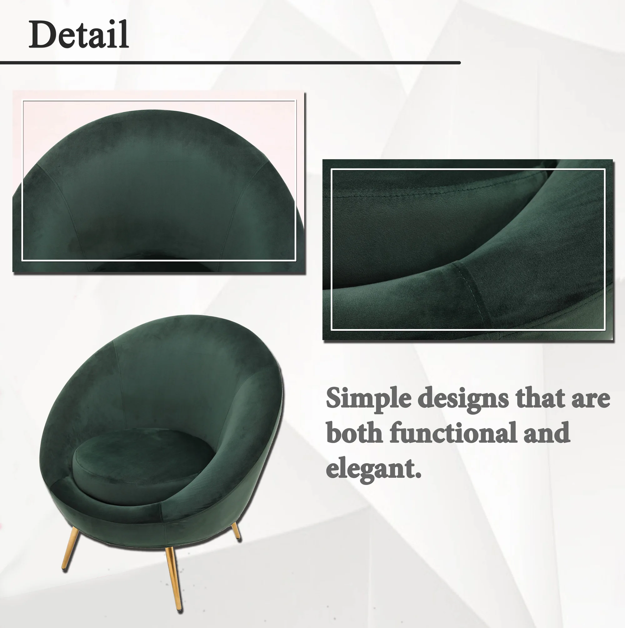 OEM Solid Wood Velvet Round Barrel  Accent  Chair with Arms Set Egg  for Hotel and Living Room
