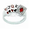 silver brass base enamel poker ring
