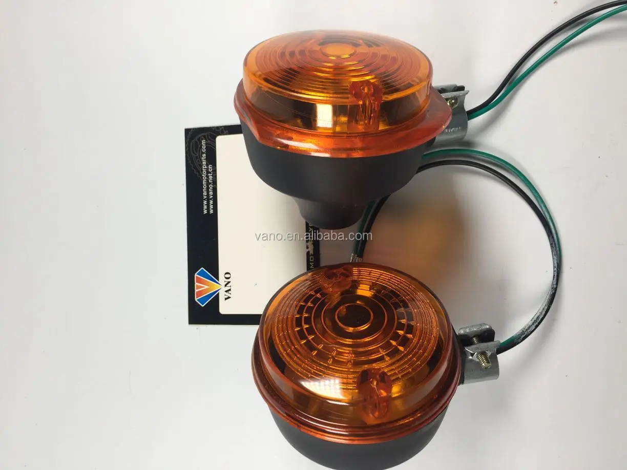 Round SIMSON MZ motorcycle turn signal with halogen bulb