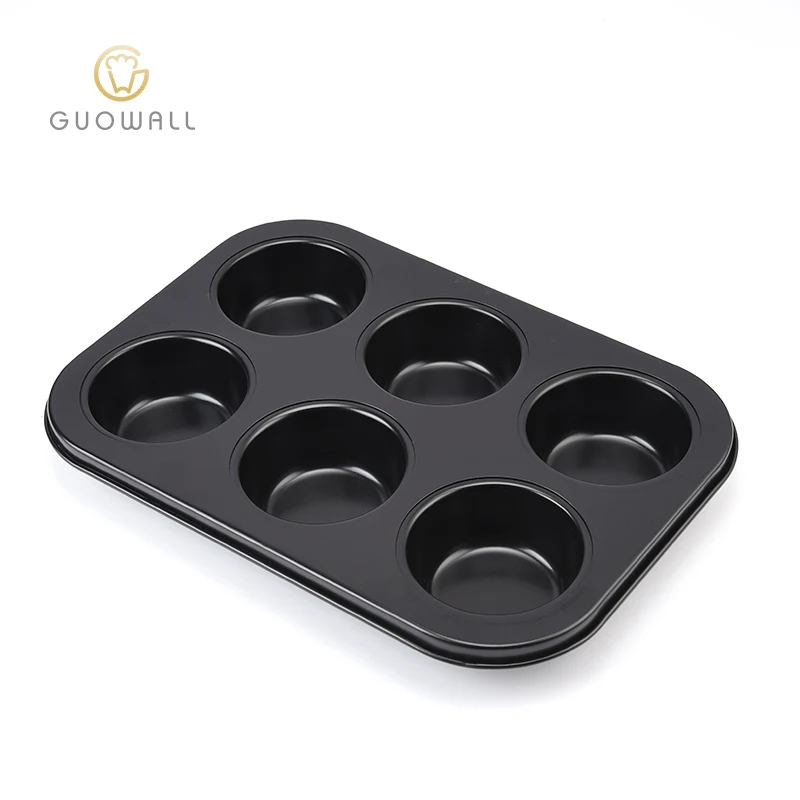 

6 cup non-stick Carbon Steel Food Grade Cake Baking Cupcake Muffin Pan, Black