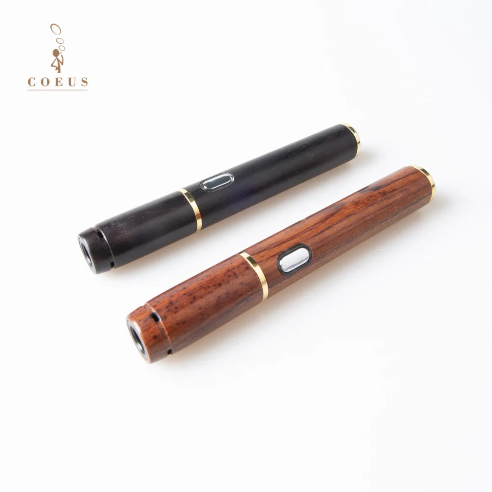 

factory wholesale C1 heat not burn e-cigarette dry herb vaporizer, Black, wooden