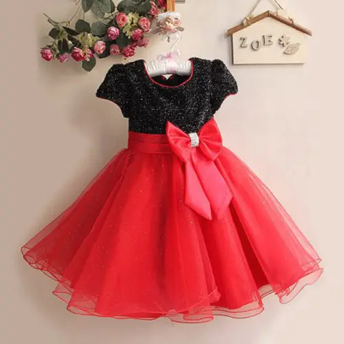 NEW font b Fancy b font Bling wedding Wedding Party Bow Girls Kids Princess Gown Full