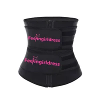 

Feelingril Private Label Neoprene Body Shaper Double Belt Front Zipper Corset Women Slim Sweat Waist Trainer Shapewear