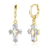 Trendy Silver Plated Women Earring Crystal Rhinestone Cross Dangling Huggie Hoop Earrings