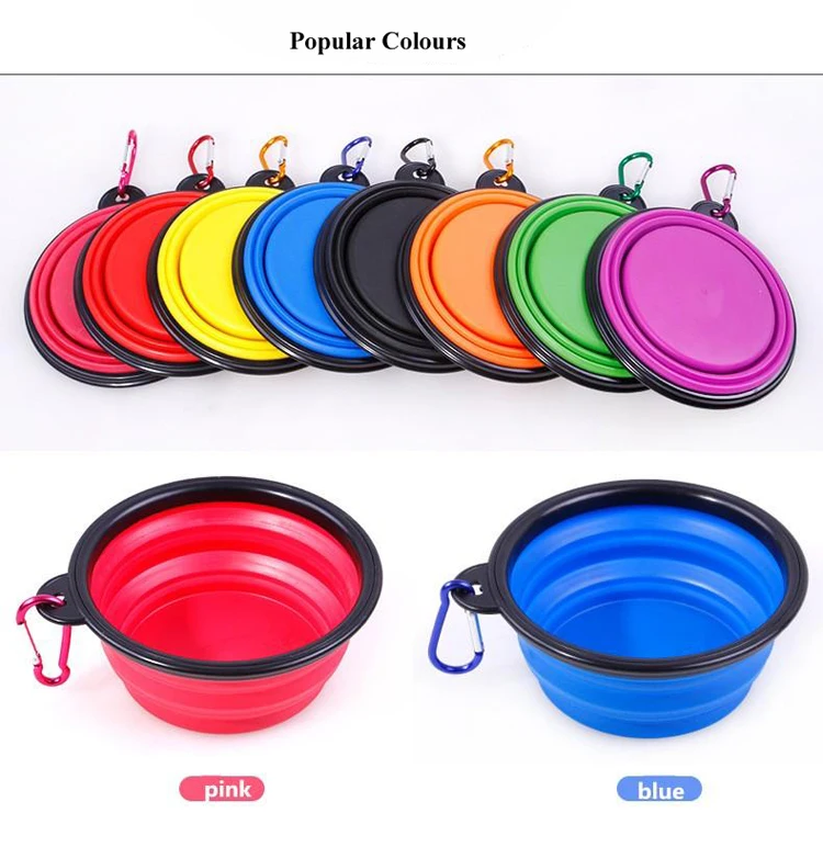 Wholesale Personalized Portable Folding Collapsible Dog Feeding Bowl with Stand, Silicone Travel Dog Water Bowl Custom