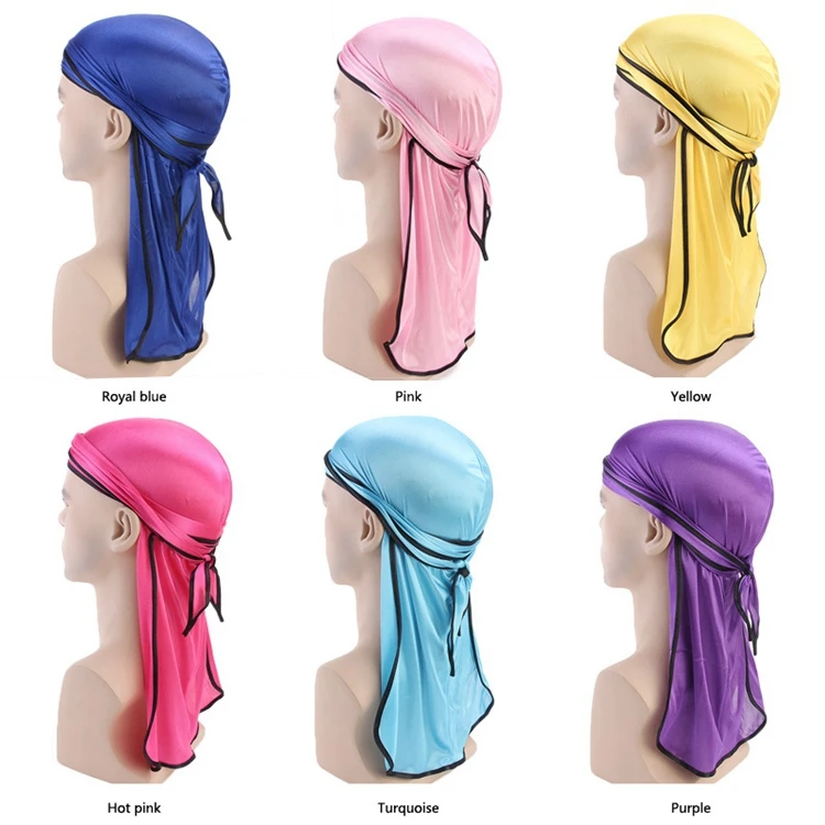 Wholesale Unisex Satin Silk Durag Long Tail Headwrap Caps Wrap Plain Silky Durag - Buy Silky ...