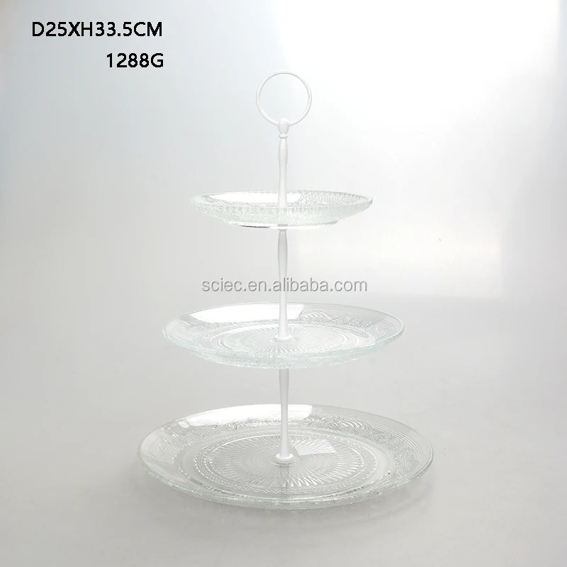 Wholesale 2 Tier Revolving Glass Cake Stand Decorating Tempered Lazy