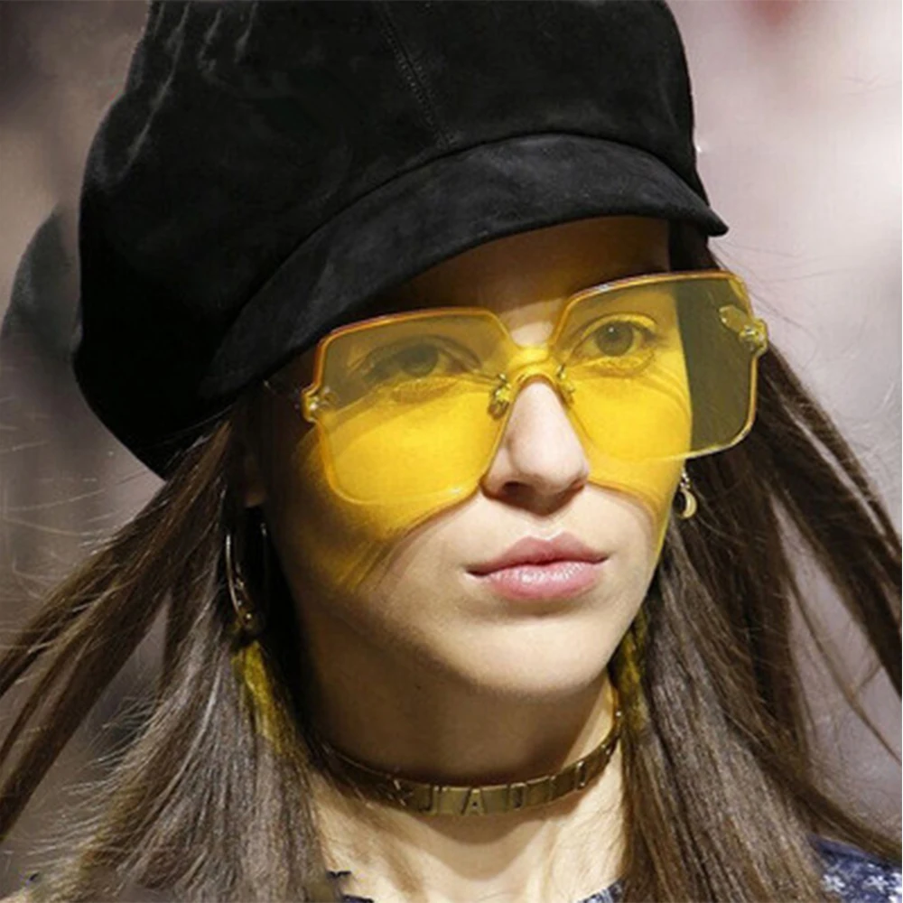 

ADE WU STY9811G Transparent Frame One Piece Lens Women Designer Sunglasses