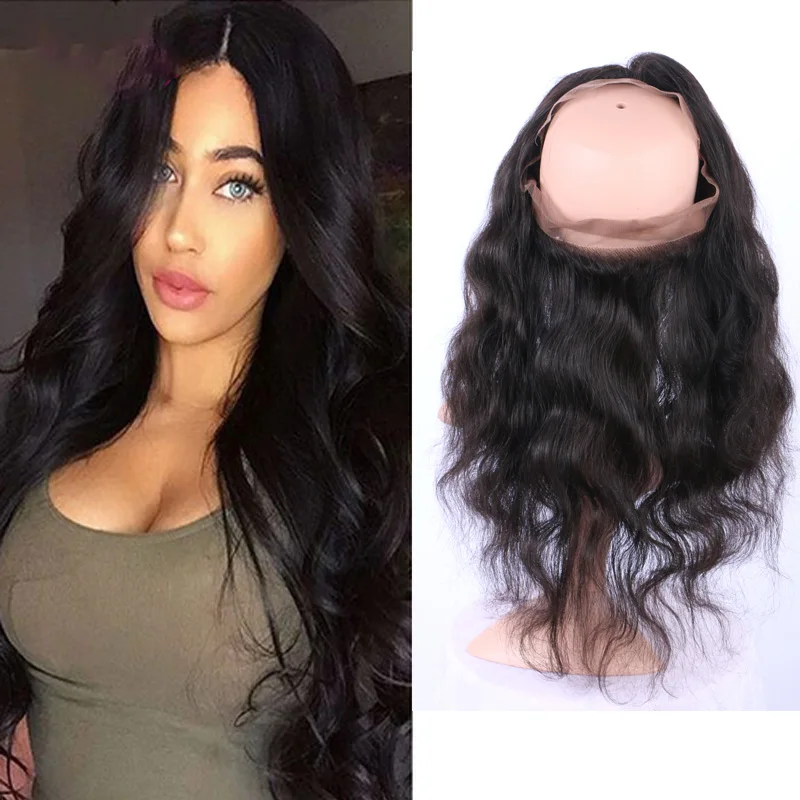 

Ms Mary Top Grade 360 Lace Frontal 100% Brazilian Virgin Human Hair Extension Full Lace Body Wave Closure, Natural color #1b