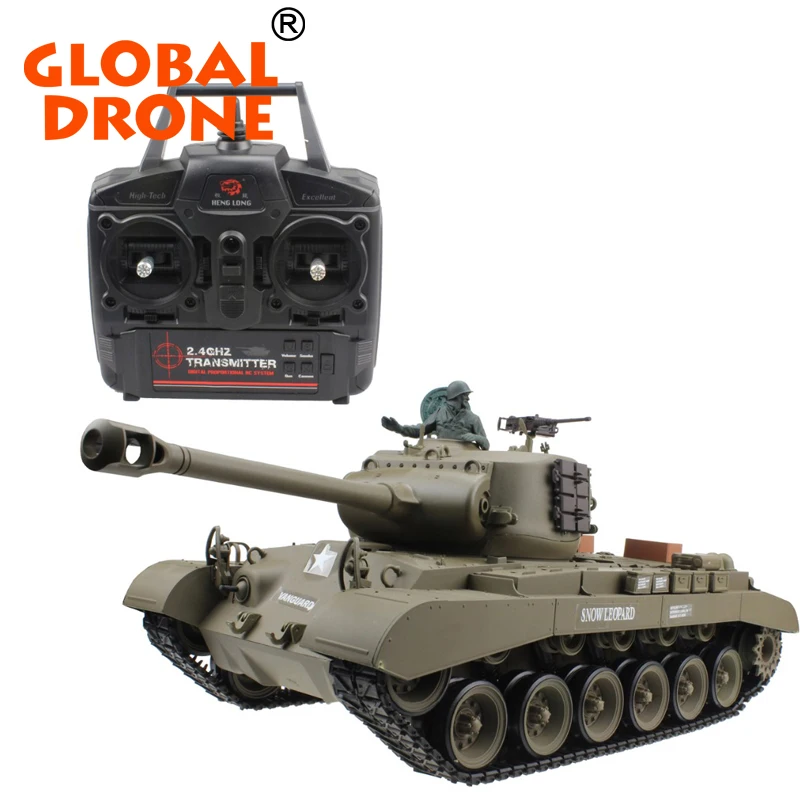 

Global Drone Henglong Tank 3838-1 Snow Leopard USA PERSHING M26 1/16 with Smoke & Sound / Upgraded Version/Metal Tank Track, Camouflage
