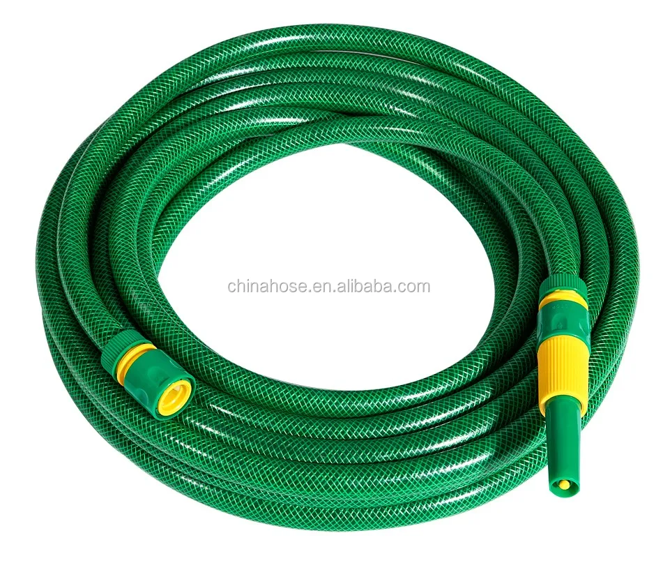 Jg 100ft Flexible Pvc Green Coiled Garden Hose With Adjustable Nozzle,1