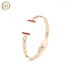 Amazon Hot Sale Bangle Jewelry Unique Red Diamond Cheap Rose Gold H Cuff Bracelet