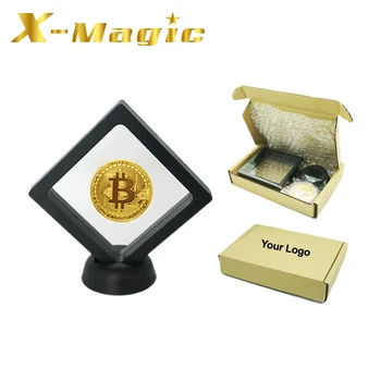 3 bitcoins in plastic display cases