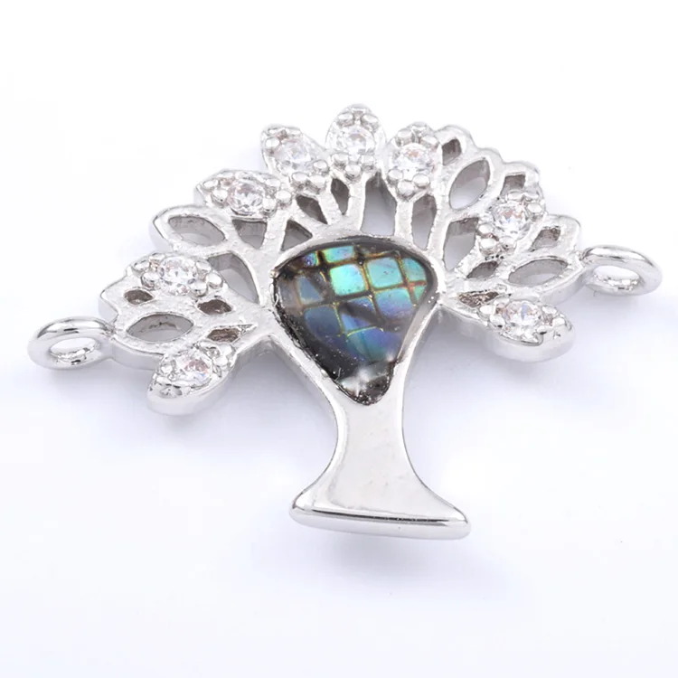 

Diy Jewelry Accessories Zirconia Setting Tree Of Life Abalone Shell Pave Pendant Charms