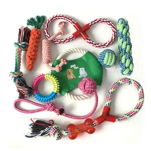 Image of WK101 Cotton Rope Dog Toy set 10 Pack, Ball Rope and Chew Toys