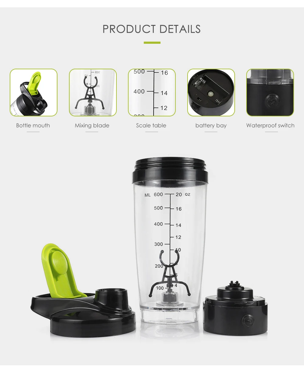 Details about   Electric Protein Shaker Bottle 600ml Mixer Cup Drink Self Stirring Coffee Mugs 