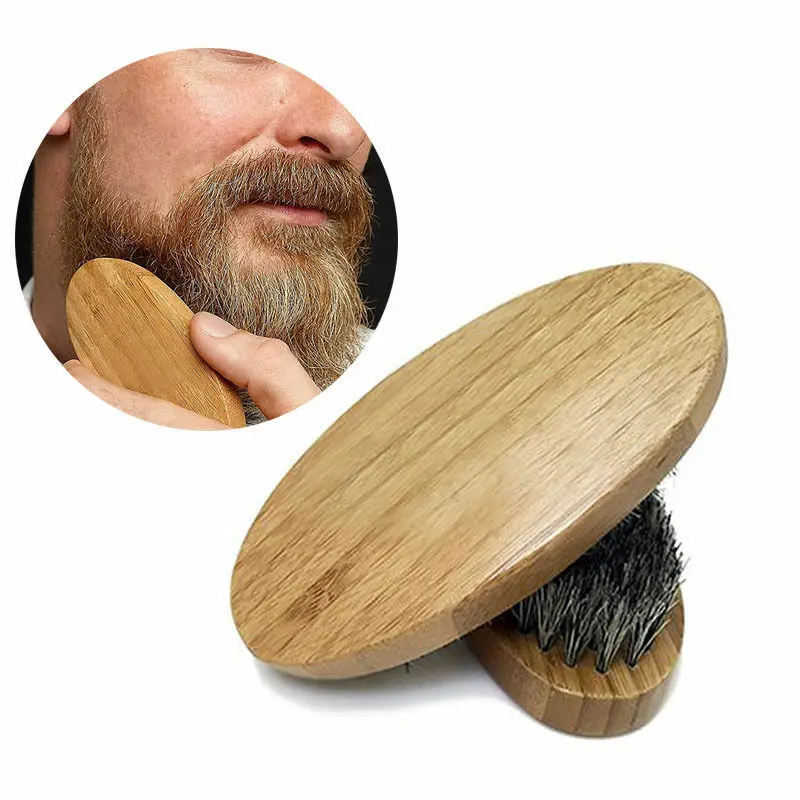 Wholesale Customize Logo Boar Bristles Beard Brush With Bamboo And Wood Mustache Brush, Picture