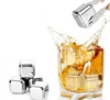 Whiskey Stones Stainless Steel Ice Cubes kks Reusable Whisky Chilling Rocks Set of 4