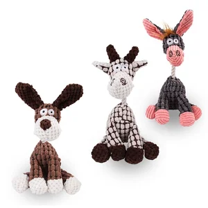 Image of Attractive Durable Cow Dog Donkey Plush Sound Fluffy White Dog Toy
