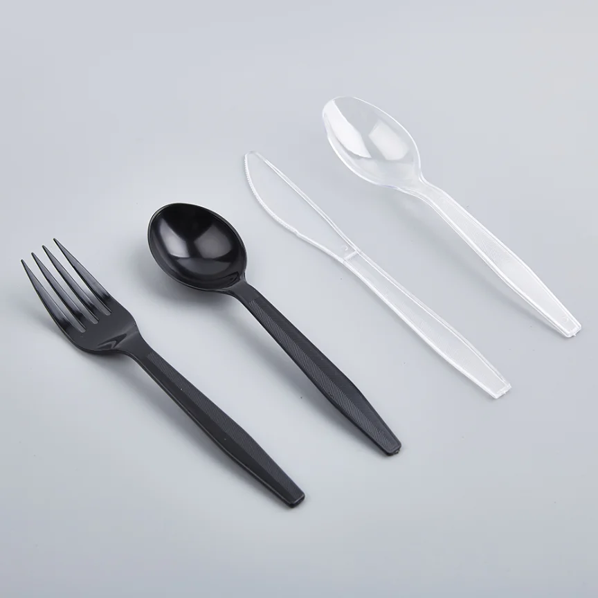 High Quality Black White Clear Disposable Utensils Flatware Fork Knife