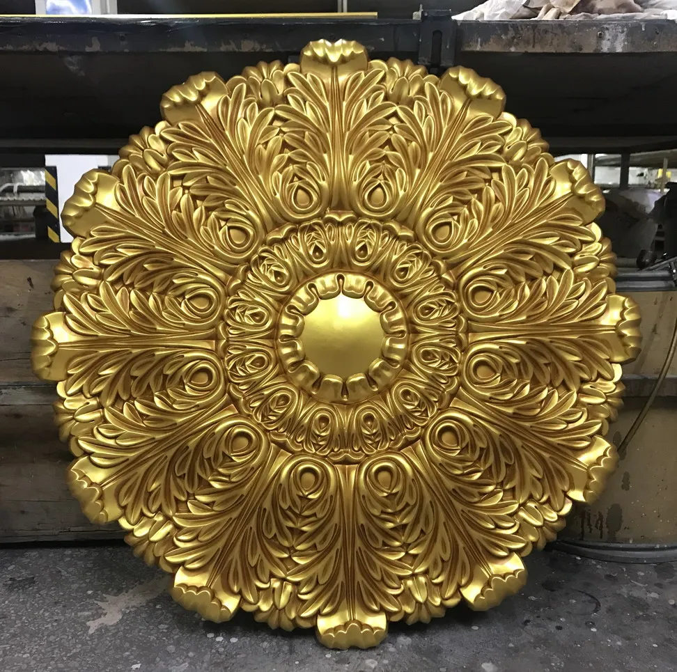 Polyurethane Decorative Wall Medallions Golden Spray Luxury Foam Ceiling Medallions For Pendant Lamp Buy Foam Ceiling Medallions Decorative Wall