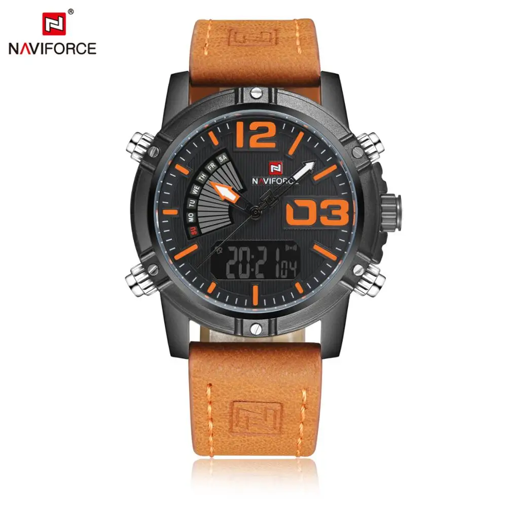 

Naviforce 9095 Japan Quartz Mens Wristwatch Luxury Branded 30 ATM Men Analog Sports Watches Relogio Masculino, As picture