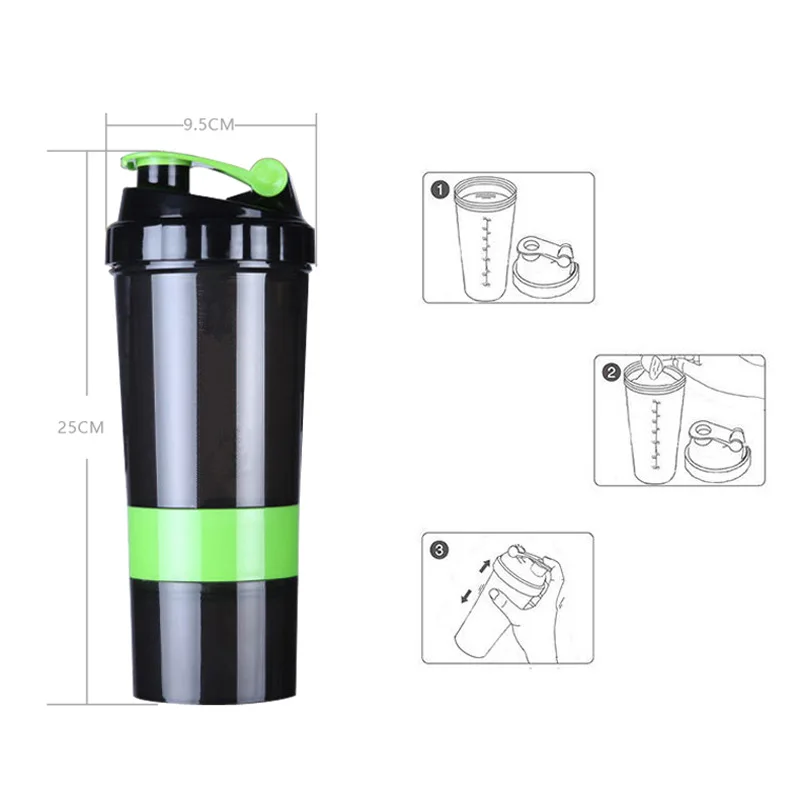 

Wholesale Custom Logo Protein Shaker Bottle Plastic Gym Stainless Steel Sport 500ml Water Bottles Direct Drinking with Lid, Customized colors