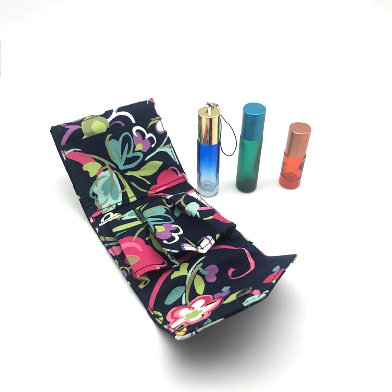 

Packaging Travel Carrying Case Makeup Cosmetics Storage Bag Squared Essential Oil Dropper Glass Bottle Woven Fabric 3 Pieces