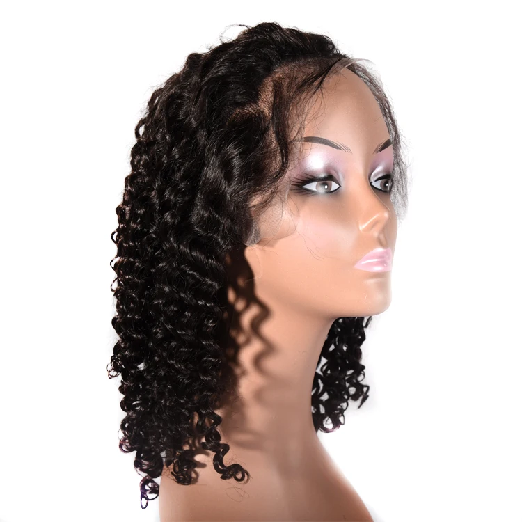 

Unprocessed cuticle aligned human hair virgin raw burmese short afro kinky curly lace front wig