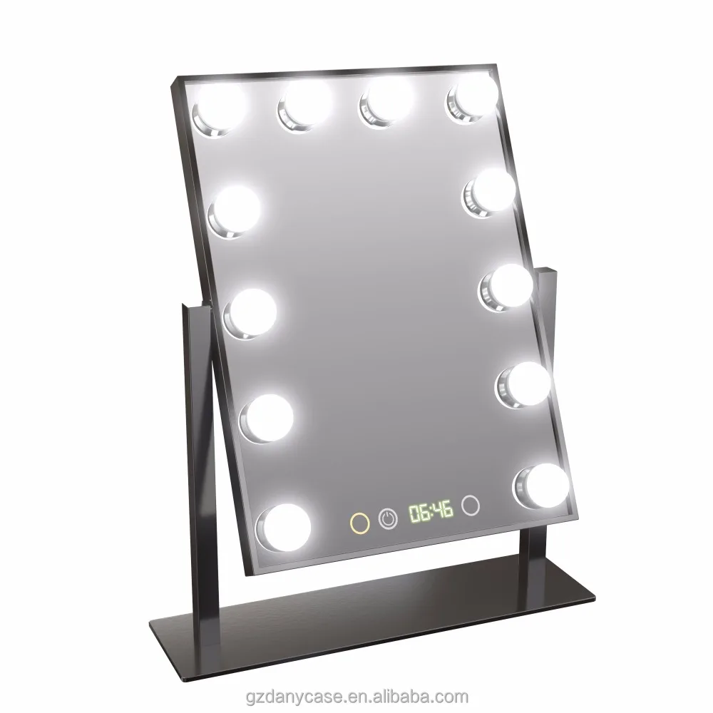 

2017 most popular Hollywood Vanity Mirror with 12 Bulb Light Dimmable Lighted Tabletop Mirror